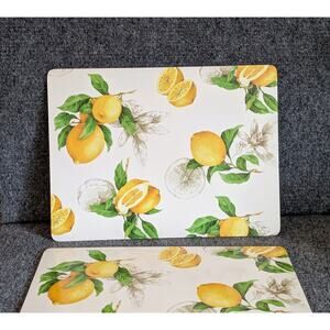Benson Mills Italian Lemons Cork Back Set of Four Easy Clean Placemats 12 x 16